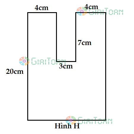 Cho hình H được tạo bởi hình bình hành và hình thoi như hình vẽ bên. Tính diện tích hình H trên.