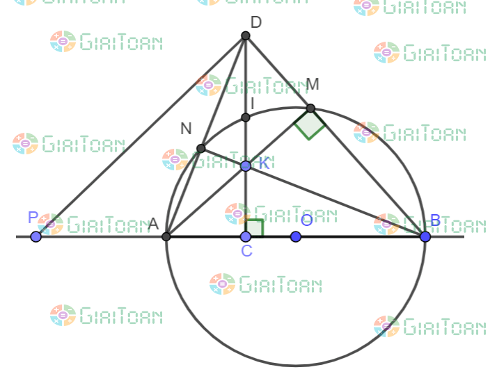 Cho nửa đường tròn tâm O đường kính AB, C là một điểm nằm giữa O và A. Đường thẳng vuông góc với AB tại C cắt nửa đường tròn trên tại I, K