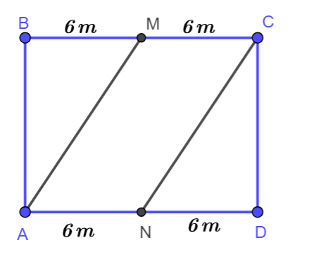 Trên một mảnh đất hình chữ nhật có chiều dài 12m, chiều rộng 10m