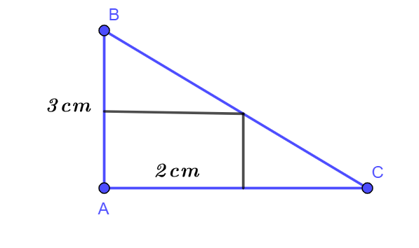 Lan có một miếng bìa hình tam giác ABC vuông tại A, cạnh AB = 3cm