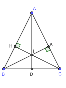 Cho tam giác ABC cân tại A. Đường cao BH và CK cắt nhau tại I