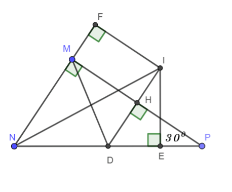 Cho tam giác MNP vuông tại M có góc P = 30°. Kẻ đường trung trực của MP