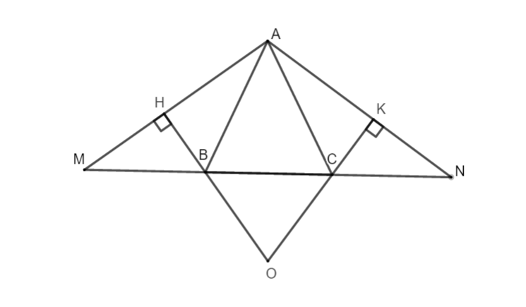 Cho tam giác ABC cân tại A. Trên tia đối của tia BC lấy điểm M