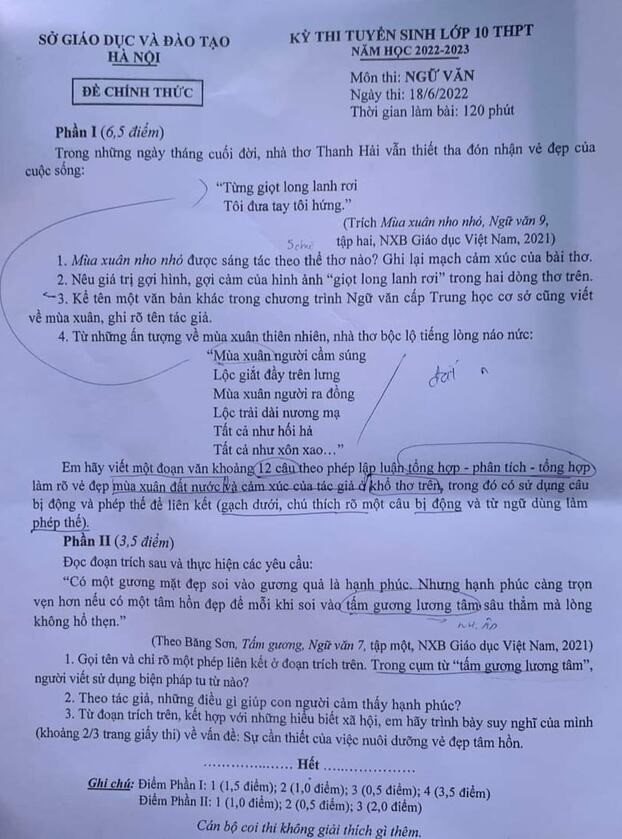 Đáp án đề thi vào lớp 10 Hà Nội năm 2022 môn Toán, Văn, Anh