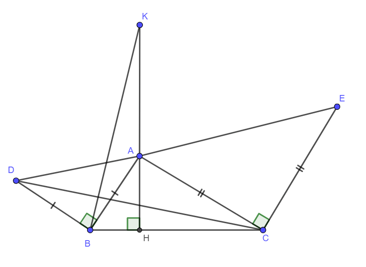 Cho tam giác ABC, đường cao AH. Trên nửa mặt phẳng bờ BC không chứa điểm B dựng tam giác ACD