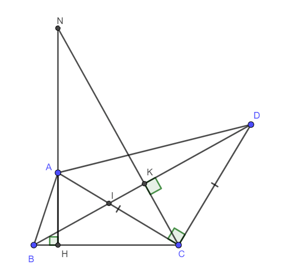 Cho tam giác ABC, đường cao AH. Trên nửa mặt phẳng bờ BC không chứa điểm B dựng tam giác ACD