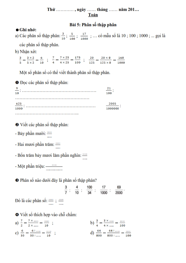 35 bài tập cuối tuần môn Toán lớp 5