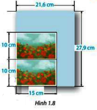 Có hai tấm ảnh kích thước 10cm x 15cm được in trên giấy ảnh 